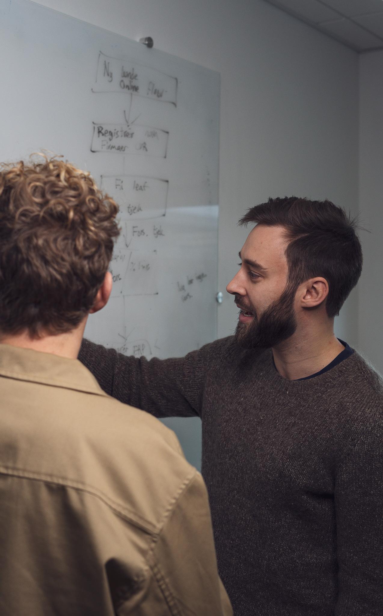 To mænd der tegner på en tavle